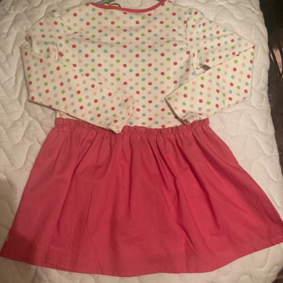 Girls Polka Dot Flower Rabbit Bunny Pink White Dres Bow Embroidered 5 6 Small - Picture 9 of 9